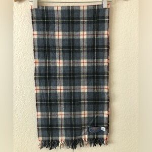 VTG Pendleton Gray, Red, Black & White Plaid Wool Scarf
